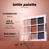 Lottie London Lottie Palette in The Mattes, 9 shade compact eyeshadow palette in pigmented neutral and tonal shades with a creamy matte finish
