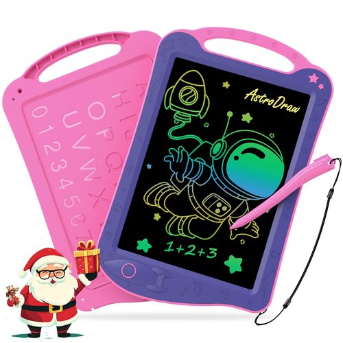 HOMESTEC Astrodraw Drawing Pad Toys, Colorful LCD Writing Tablet for Kids, Doodle Board for Toddlers 3 4 5 6 Years Old, Travel Sensory Space Toy for Boys Girls, Birthday Gift Idea (Purple/Pink)