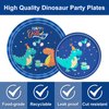 HJINGY 96 PCS Dinosaur Party Supplies Blue Dinosaur Birthday Party Tableware Set for Boy Kids Blue Dino Plates Napkins Forks Party Decorations for 24 Guests Dino Party Favors
