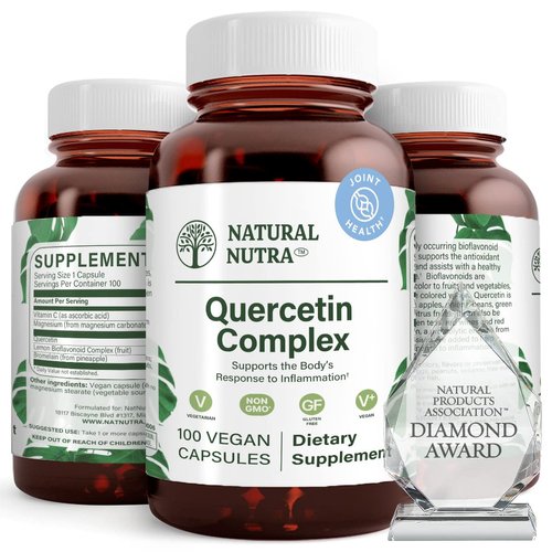 Natural Nutra Quercetin Complex with Bromelain and Vitamin C Citrus Bioflavonoid Supplement, Promotes Liver Health, 100 Vegan and Vegetarian Capsules
