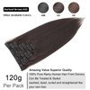 BUGUQI Clip In Hair Extensions Real Human Hair For Women 16 Inches 7 pcs 120g Darkest Brown Color Real Hair Extensions Straight Clip In Human Hair INS (16 Inch, Darkest Brown Color)