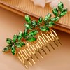 BERYUAN Simple Crystals Hair Comb for Women Girls Bride Hair Comb Multi-Color Comb Green