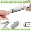 Mia Klein Stainless Steel Nail Clipper 2 Pcs for Men and Women - Nail Care Kit Including Fingernail and Toenail Clippers 3.1" and 2.2", Nail Clipper with File (Silver)