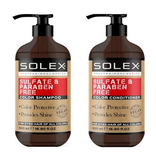 Solex Color Care Shampoo and Conditioner Set for Color Treated Hair - Sulfate & Paraben Free - Maintain Vibrant Color - Color Protection for All Hair Type, Vegan (2 pc. X 16.9 Fl Oz / 500mL)