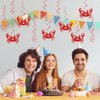 Maicaiffe Crab Birthday Hanging Swirl Decorations - Glitter 12 Pcs Ocean World Sea Animal Party Supplies - Baby Shower Streamers - Cute Crab Party Foil Swirls Ceiling Decorations