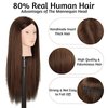 MYSWEETY Mannequin Head with Human Hair, 80% Real Hair 26'' Makeup Hairdressing Practice Training Head, Cosmetology Manikin Doll Head for Hair Styling with Clamp Holder and Tools