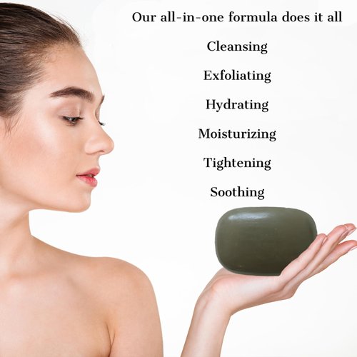 Bold Beautiful Cosmetics Dead Sea Mud Soap Bar Face and Body Cleanser | Deep Pore Cleansing Natural Bar Soap for Women and Men 3.17 oz