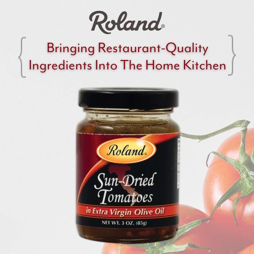 Roland Foods Sun Dried Tomatoes in Extra Virgin Olive Oil, 3 Ounce Jar, Pack of 4