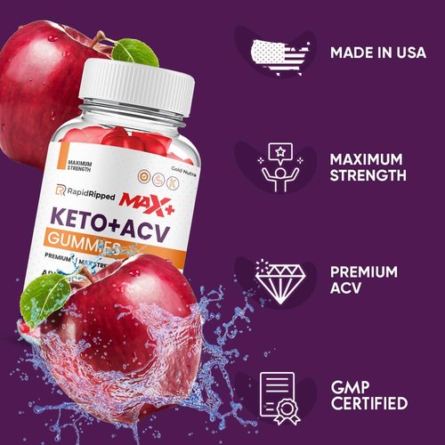 Gold Nutra (2 Pack) Rapid Ripped Max+ ACV Gummies, Higher Potency, Official RapidRipped Max+ Gummies, 2X Stronger Apple Cider Vinegar Gummy, 2 Month Supply