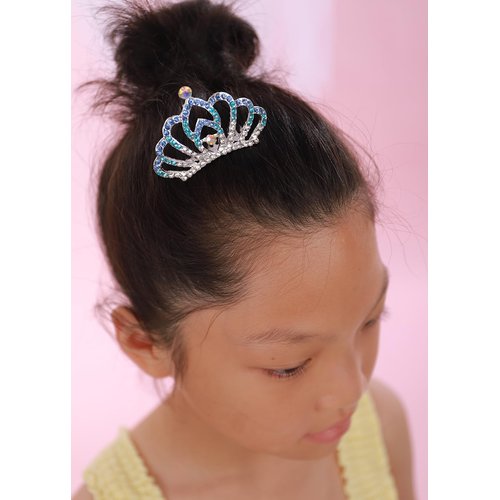 JWICOS Girls Mini Comb Small Rhinestone Comb Mini Crystal Hair Comb Headpiece Flowers Girls Comb Headband for Birthday Party Halloween Christmas (Blue)