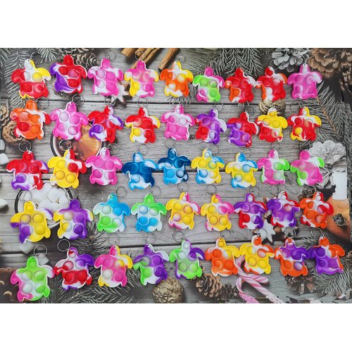 Roaqua 100 Packs Bulk Turtles Animal Mini Pop Keychain， Fidget for Teens and Kids Birthday Party Favors Supplies Summer Student Prizes