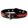 Red on Black Genuine Leather Braided Dog Collar 20"x1", Fits 14"-18" Neck