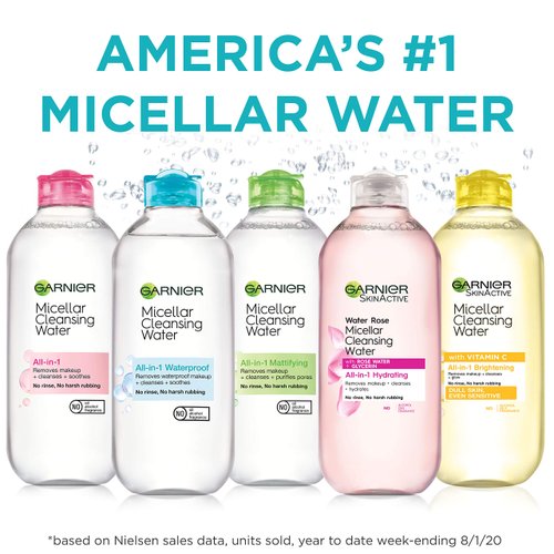 Garnier SkinActive Micellar Cleansing Water, All-in-1 Waterproof Makeup Remover and Facial Cleanser, 3.4 fl oz, 3 Pack