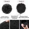 Foaoit Messy Bun Black Hair Extensions for Women Ponytail Synthetic Hair Bun Extension Curly Wavy Black Hair Pieces for Updos Short Hair Accessories (Black)