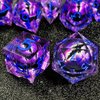 HAOMEJA Resin Dragon Eye DND Dice Set D&D 7 Pcs Resin Sharp Edge Role Playing Dice with Bag, Polyhedral Dungeons and Dragons Dice D20 D12 D10 D100 D8 D6 D4 (Purple & Eye Purple)