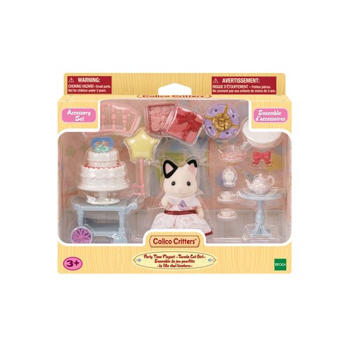 Calico Critters Tuxedo Cat Girl's Party Time Playset, Dollhouse Playset with Figure and Accessories