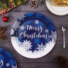 Whaline Christmas Paper Plates White Blue Snowflake Round Disposable Plates 9 Inch Merry Christmas Decorative Tableware for Christmas Winter Holiday Dinner Birthday Party Supplies, 24Pcs