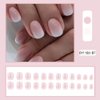 Short Press on Nails Square Fake Nails Pink Gradient False Nails with Ombre Design Stick on Nails White Tip Artificial Nails Full Cover Glue on Nails for Women Girls Manicure Set 24Pcs