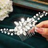 Latious Crystal Bride Wedding Hair Comb Silver Pearl Hair Pieces Rhinestones Bridal Hair Accessories for Women and Girls