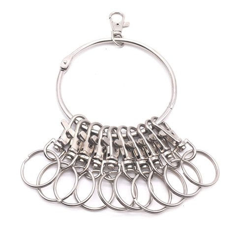 luzen 1PC Portable Metal Ring Key Organizer Holder with Swivel Clasps Janitor Key Ring for Warehouse Office School Home Use, Silver