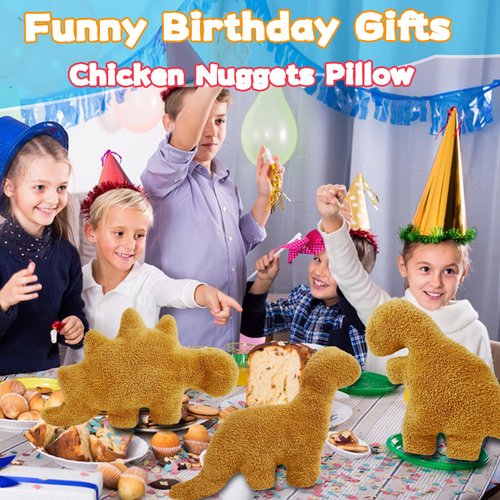 Isaacalyx Dino Nugget Pillow, 14 inch Soft Dinosaur Chicken Nuggets Pillow for Birthday Gifts, Dinosaur Theme Party Decorations (Tyrannosaurus Rex, Small)