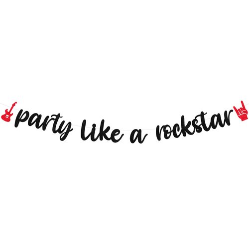 Rock and Roll Party Decorations, Party Like A Rockstar Banner for Born to Rock Music Rock N Roll Birthday Party Supplies