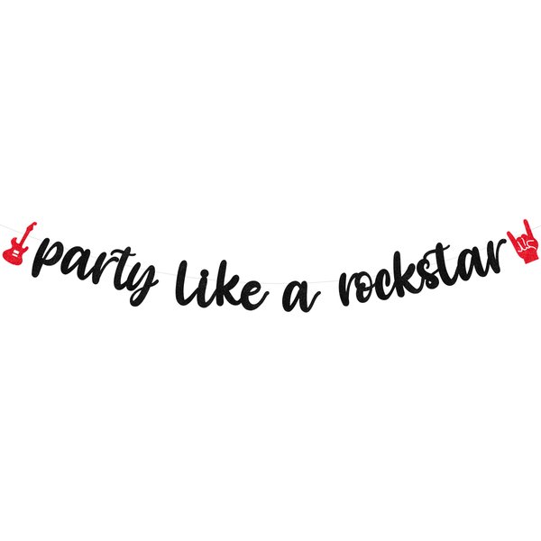 Rock and Roll Party Decorations, Party Like A Rockstar Banner for Born to Rock Music Rock N Roll Birthday Party Supplies