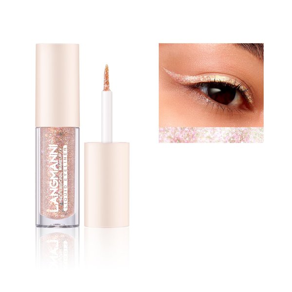 Quxunzzz Liquid Glitter Eyeshadow,Liquid Glitter Eyeliner Metallic Glitter Shimmer Eye Looks Waterproof Long Lasting Quick-Drying (Galaxy 02#)