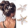 BARTOSI Starfish Hair Clips Gold Pearl Hair Barrettes Mermaid Hair Pieces Hair Accessories for Women and Girls (Pack of 2)