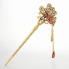 Vintage Chinese Women's Crystal Flower and Butterfly Brown and Gold Hair Stick, Bridal Hair, Wedding Hair, Bride Hair Jewelry
