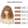 Beweig Short Afro Blonde Wigs for Women Shoulder Length Curly Wigs with Bangs Synthetic Kinky Curly Hair Wig Full Wigs,16 inches