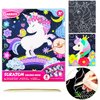 JUNQIU Scratch Art for Kids, Unicorns Black Rainbow Scratch Art Paper Set-Arts and Crafts & Supplies, DIY Activity & Party Games, Gifts for Toddlers, Girls & Boys Ages 3, 4, 5, 6, 7, 8