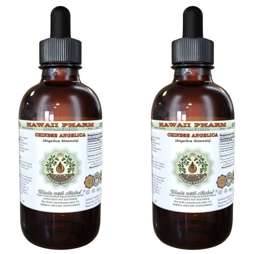 Angelica Chinese Alcohol-Free Liquid Extract, Organic Angelica (Angelica Sinensis) Dried Root Glycerite Hawaii Pharm Natural Herbal Supplement 2x4 oz