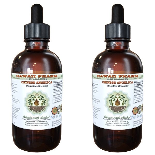 Angelica Chinese Alcohol-Free Liquid Extract, Organic Angelica (Angelica Sinensis) Dried Root Glycerite Hawaii Pharm Natural Herbal Supplement 2x4 oz
