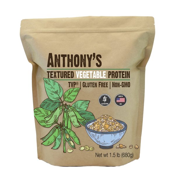 Anthony's Textured Vegetable Protein, TVP, 1.5 lb, Gluten Free, Vegan, Made in USA, Unflavored