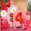 Strawberry Balloons Fourth Birthday Decorations for Girl, 40 Inch Mylar Red Number 4 Balloons, Strawberry Balloon for Strawberry Party Decorations, Strawberry Themed Party