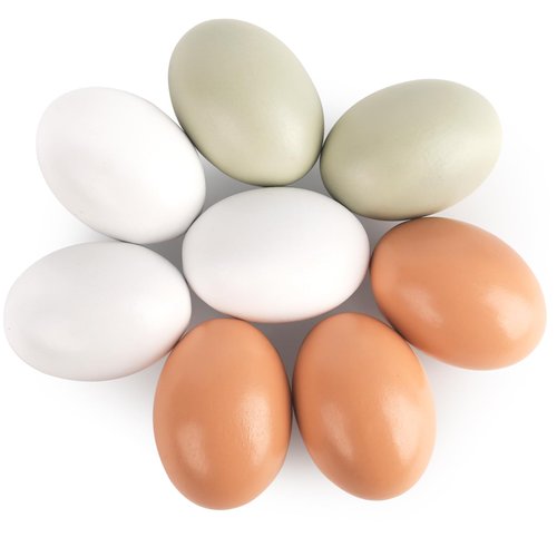 LovesTown 8PCS Wooden Fake Eggs, 3 Colors Toy Egg Wooden Egg Faux Eggs for Crafts Fake Chicken Eggs Nesting Eggs
