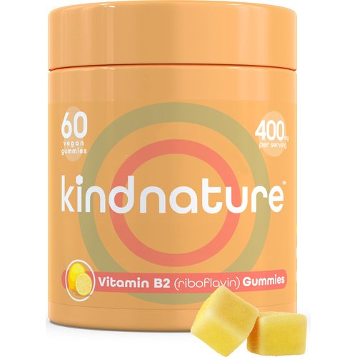 Kind Nature Vitamin B2 Gummies - Riboflavin 400mg Supplement for Kids & Adults - Non-GMO, Soy & Gluten-Free, Vegan Chewable Gummies (30 Day Supply)