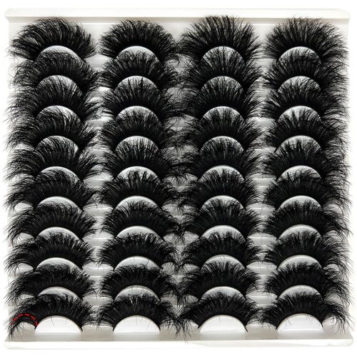 loladook Mink Lashes Fluffy 3D Volume Dramatic Lashes Fuax Mink 20mm/25mm Big Long Cat Eye Full Strip Lashes Pack Wispy False Eyelashes Bulk