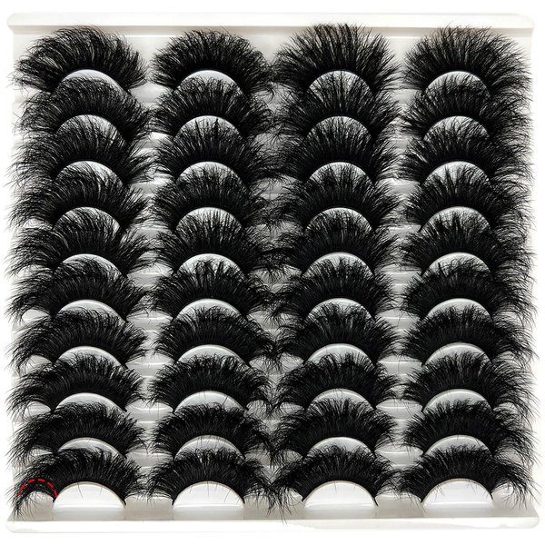loladook Mink Lashes Fluffy 3D Volume Dramatic Lashes Fuax Mink 20mm/25mm Big Long Cat Eye Full Strip Lashes Pack Wispy False Eyelashes Bulk
