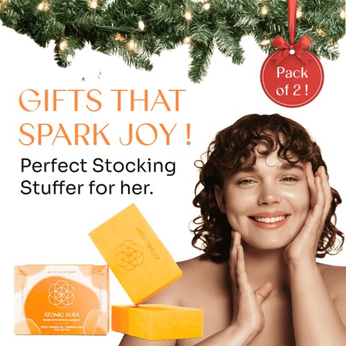 Atomic Aura Kojic Acid Dark Spot Remover Soap Bars with Turmeric, Collagen, Vitamin C, Shea Butter, Olive Oil, Vitamin E with Hyaluronic Acid for Pigmentation, Fine lines, Scars (2 Pack)