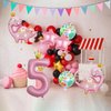 7pcs Pink Crown Dinosaur Balloons, Girl Dinosaur Birthday Number Mylar Foil Balloon Pink Dinosaur 5th Birthday Party Supplies Decorations (5th)