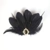 Aimimier 1920s Flapper Black Feather Headpiece Crystal Roaring 20s Feather Hair Clip Masquerade Hair Jewelry for Women