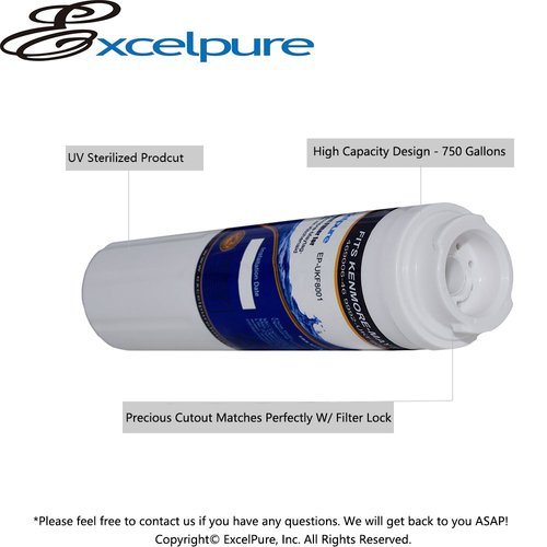EXCELPURE UKF8001 Replacement for Whirlpool FILTER 4, EDR4RXD1, 4396395, WRX735SDBM00, RWF0900A, EFF-6007A, MFI2568AES, MFI2569VEM, RFC0900A, WF295, PURICLEAN II, Refrigerator Water Filter, 1PACK