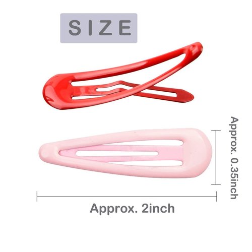 JFFX 30 Pcs Colorful Snap Hair Clips for Girls, 2 Inch Non-slip Metal Hair Barrettes in 10 Assorted Color for Kids Toddlers Teens Women Hair Accessories