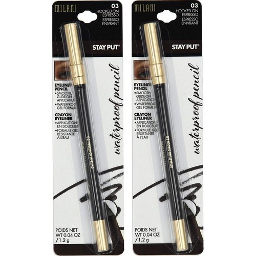 Milani Pack of 2 Stay Put Waterproof Eyeliner Pencil, Hooked on Espresso (03)