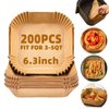 Air Fryer Liners Disposable,200Pcs Parchment Paper,LYHOLKEER 6.3inch Disposable Air Fryer Paper Liners for 3 3.5 4 4.5 5QT, Non-Stick Air Fryer Liners Square Free of Bleach,Airfryer Paper Liners