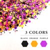 Black Orange Purple Mixed Holographic Chunky Glitter, 13g (2 Jars x 6.5g) Crafts Glitter Powder with 10g Gel and Brush, Halloween Iridescent Nail Sequins Face Eye Glitter Tumblers DIY Decorations