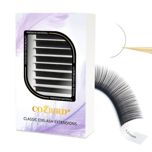 COZBIRD Classic Eyelash Extensions Supplies Individual Lashes Single 0.07mm C curl Mix 8-15mm Premium Faux Mink Soft Matte Black Handmade