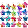 Roaqua 20 pcs Rainbow Mini Pop Turtle Fidget Keychain ToyChristmas Party Fidgets Favors Toys Bubble Wrap Pop Anxiety Stress Reliever Stuents Gifts